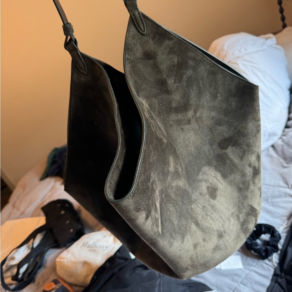 KHAITE suede Lotus bag. Olive green. Excellent condition.